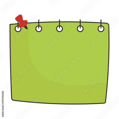 Colorful notepad with a red pushpin, showcasing a blank surface for notes and reminders