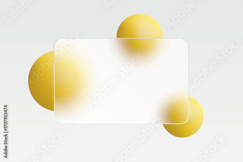 Minimalist design with floating yellow balls and glass. Eps 10