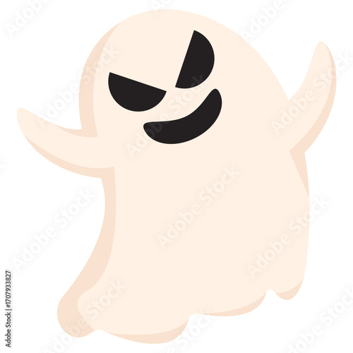 Playful ghost character with a mischievous expression and a mask, set against a light background