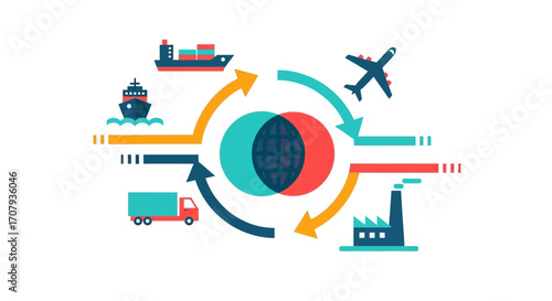 Global logistics and supply chain management transportation concept.