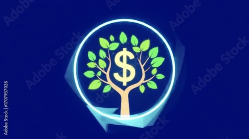 Dollar Symbol Growing on Tree