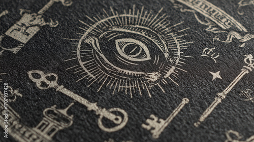 A close-up of The Hierophant card showing sacred keys and symbols