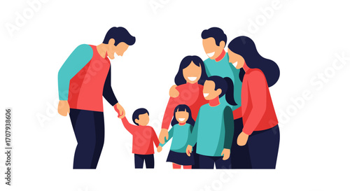 Happy family portrait, diverse family, togetherness, love, support, connection.