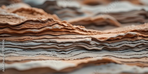 Geological Abstract  A visual representation of layered sedimentary rock formations with blurred texture representing the impact of erosion.