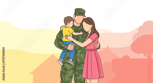 Family Reunification A Soldier's Homecoming, Embracing Love and Support after Duty