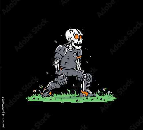 Cartoon Skeleton Goalkeeper Halloween