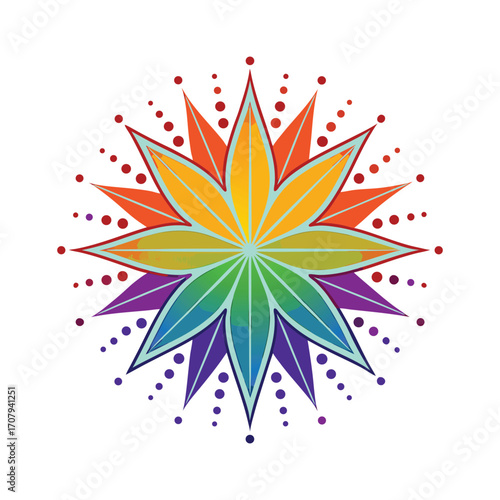 Vibrant rainbow lotus flower mandala geometric symmetry abstract art spiritual symbol