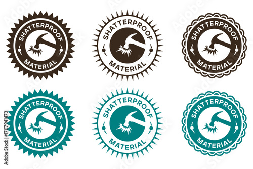 Shatterproof Material Icon Badge Design Set for Product Labeling