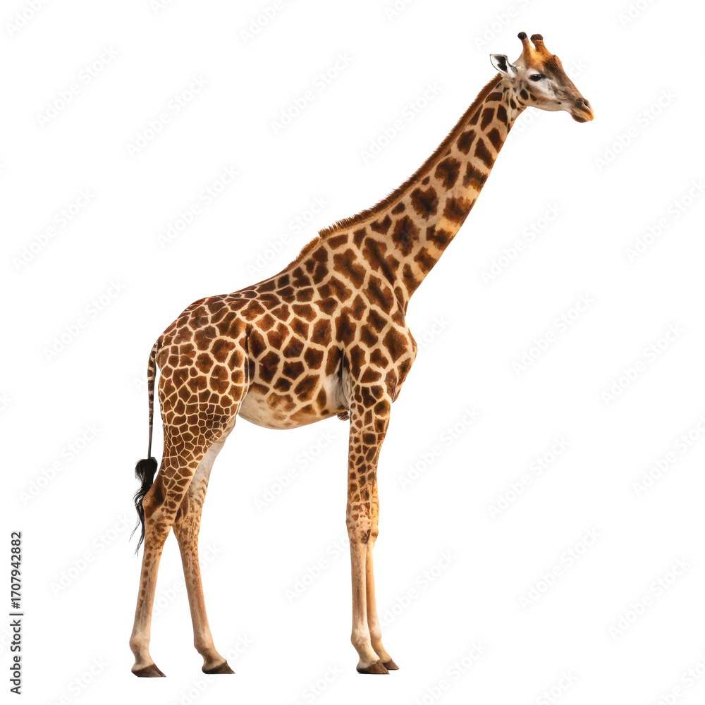 Naklejka premium giraffe on giraffe animal giraffe portrait giraffe walking giraffe standing transparent background image