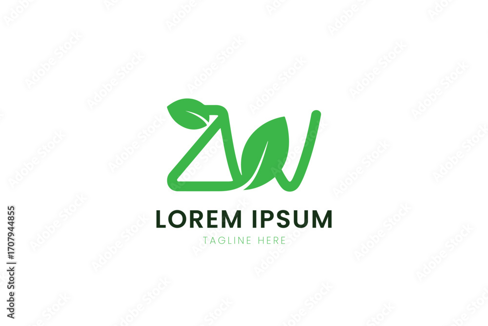 Fototapeta premium Minimalist green leaf logo design for nature inspired brands and businesses