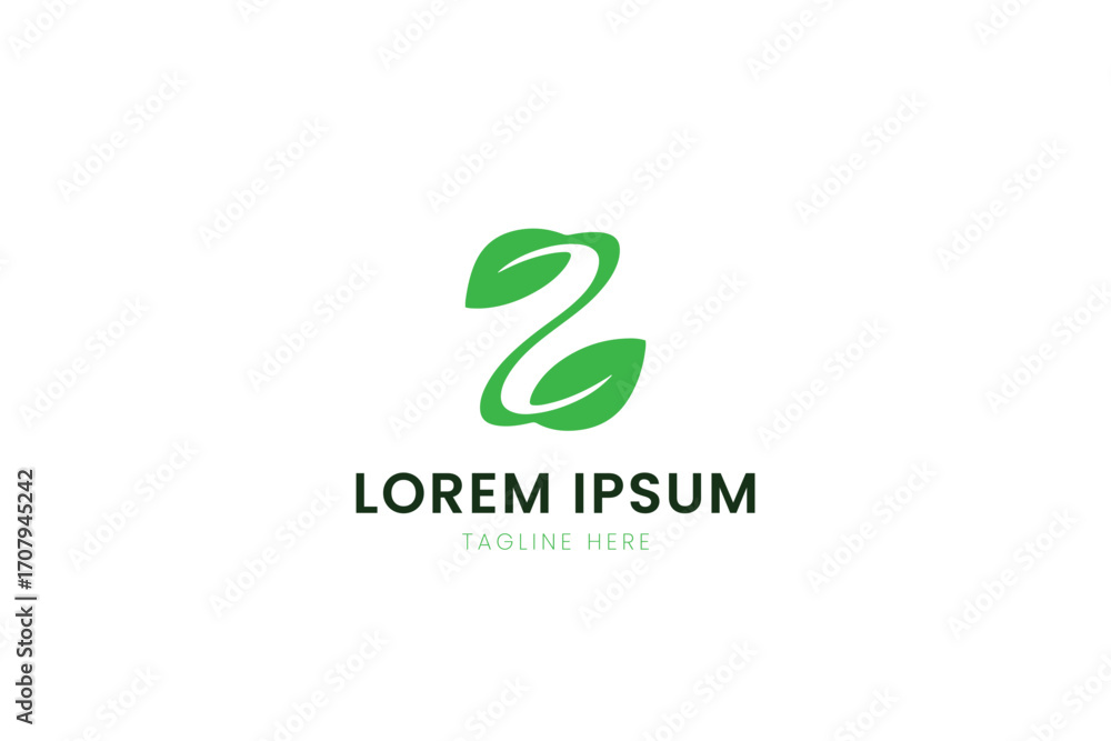 Obraz premium Minimalist green leaf logo design symbolizing nature and growth for your brand