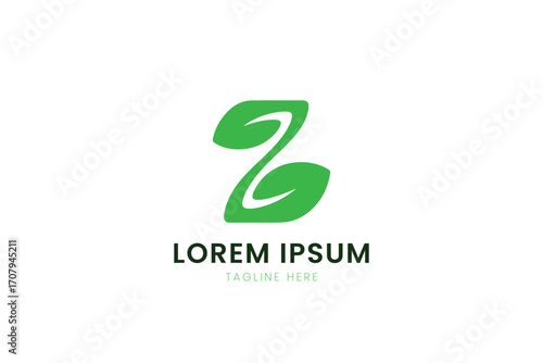 Minimalist green leaf logo design simple nature symbol for eco-friendly brands and businesses