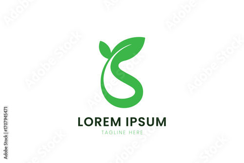 Minimalist green leaf logo design elegant and organic symbol for eco-friendly brands