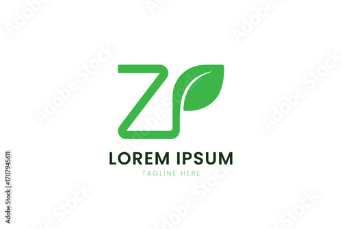 Minimalist green leaf logo design for organic brands business identity