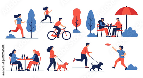 People enjoying outdoor activities in a park.