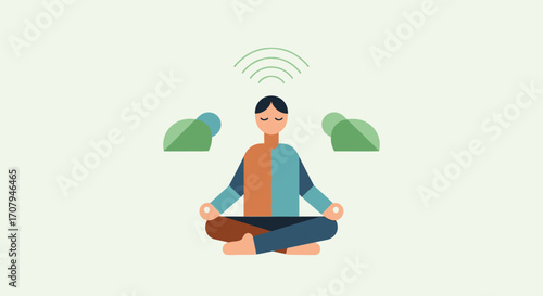 Person meditating in lotus position, peaceful mind.