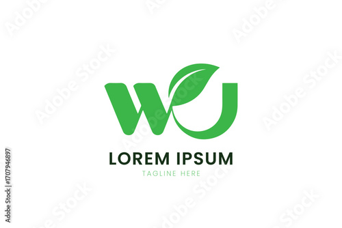 Minimalist green logo design with leaf element representing nature and growth