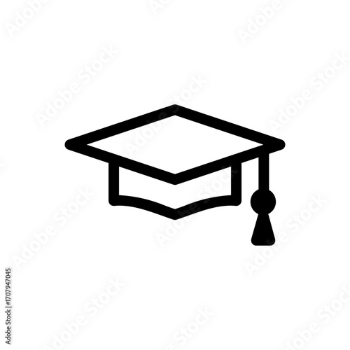 Icon of an academic mortarboard, representing graduation, education, and academic achievement. Perfect for use in educational materials, websites, or apps.