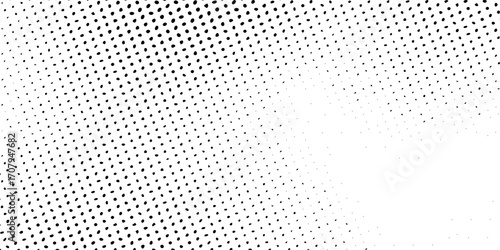 Dotted gradient halftone background. Horizontal seamless dotted pattern in pop art style. Abstract modern stylish texture. Fade gradient black and white half tone background. Vector illustration
