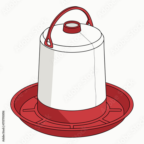 Durable red and white poultry feeder with convenient carry handle for farm or backyard flocks