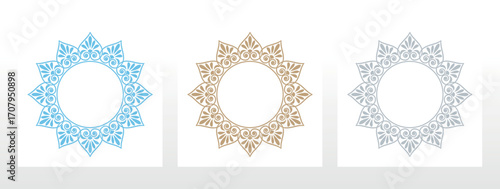 Set of decorative frames Elegant vector element for design in Eastern style, place for text. Floral colored borders. Lace illustration for invitations and greeting cards