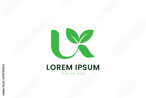 Minimalist green leaf logo design for ux companies and organic brands