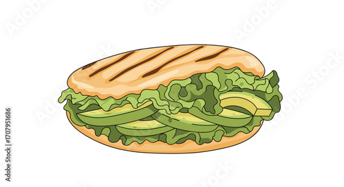 Delicious Avocado Sandwich Illustration.