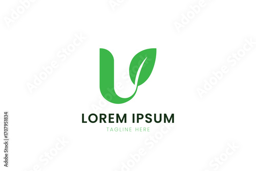 Minimalist green leaf logo design for eco-friendly brands and natural products