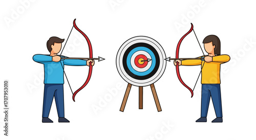 Two archers aiming at a target.