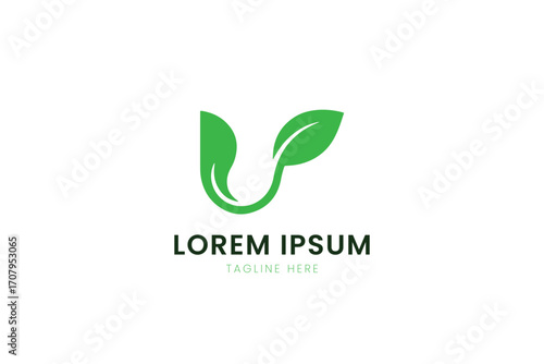 Minimalist green leaf logo design for eco-friendly brands and organic businesses
