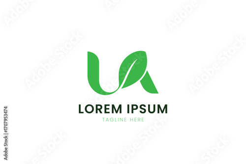 Modern minimalist green leaf logo design for eco-friendly brands and businesses