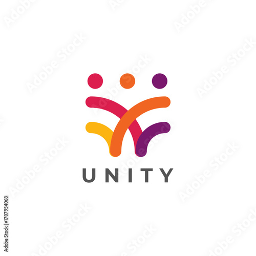 Minimal together unity logo diversity community together colorful