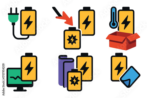Lithium Battery Safety Icons