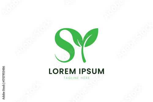Modern minimalist green leaf logo design for organic brands and nature companies