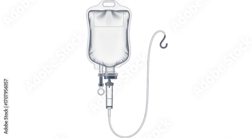 Isolated IV drip infusion bag for intravenous therapy, saline solution bag with tubing