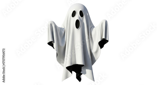 Canvastavla Isolated Boo ghost with arms raised for spooky Halloween costume or party season