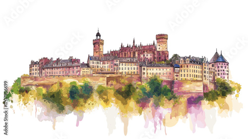 Heidelberg Castle. Heidelberg Castle watercolor vector illustration