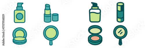 Essential beauty and cosmetic products for daily personal care, featuring makeup, skincare, and grooming items