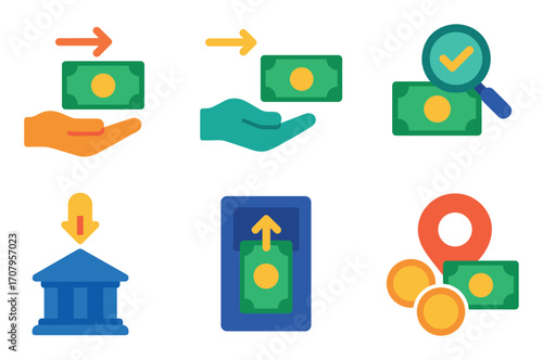 Colorful Money Icons Grid