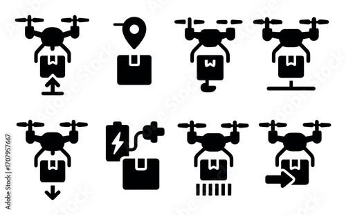 Drone Mail Icon Set