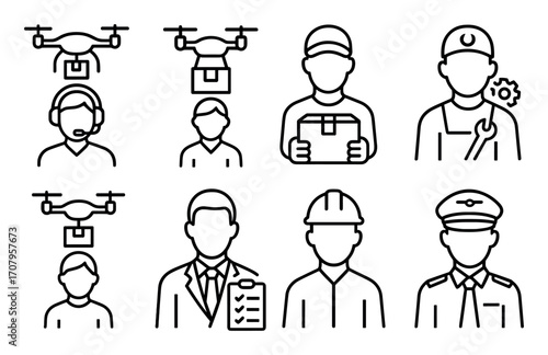 Minimalist Drone Delivery Icons