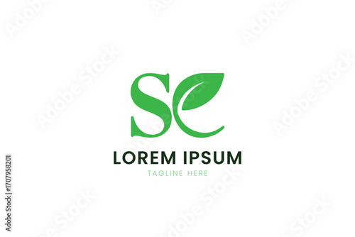 Minimalist green se logo design with leaf elements for organic and eco-friendly brands