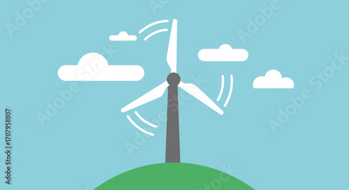 Wind turbine generating clean energy on a hilltop.