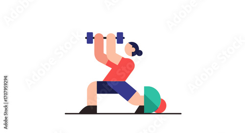 Woman performing lunges with dumbbells for fitness.