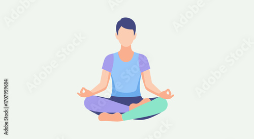 Young person practicing yoga meditation in a serene lotus pose.