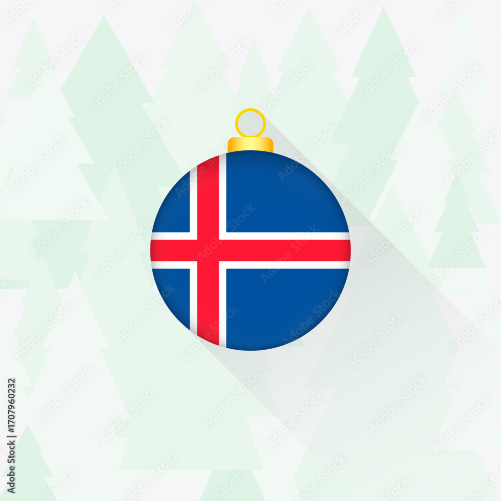 Obraz premium Iceland National Flag Christmas Decoration.