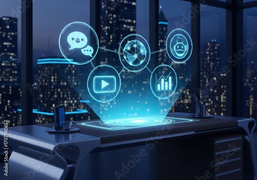 Wallpaper Mural Digital Workplace Holographic Interface for Global Business Communication Torontodigital.ca