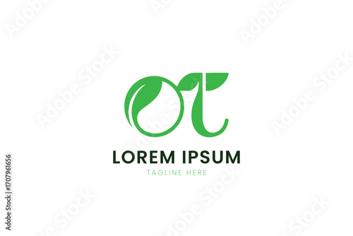 Modern minimalist green organic logo design with leaf elements for branding and identity