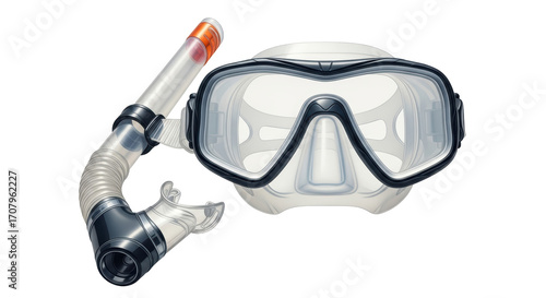 Fototapeta Naklejka Na Ścianę i Meble -  Isolated dive mask and snorkel, equipment for scuba diving or snorkeling for underwater sports