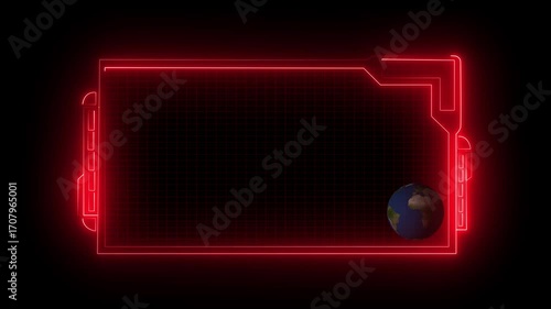 glowing neon HUD elements icon on black background.Virtual Reality Interface Frames. Cyberpunk computer elements HUD futuristic user interface screen element. layout design. Sci fi virtual tech displa